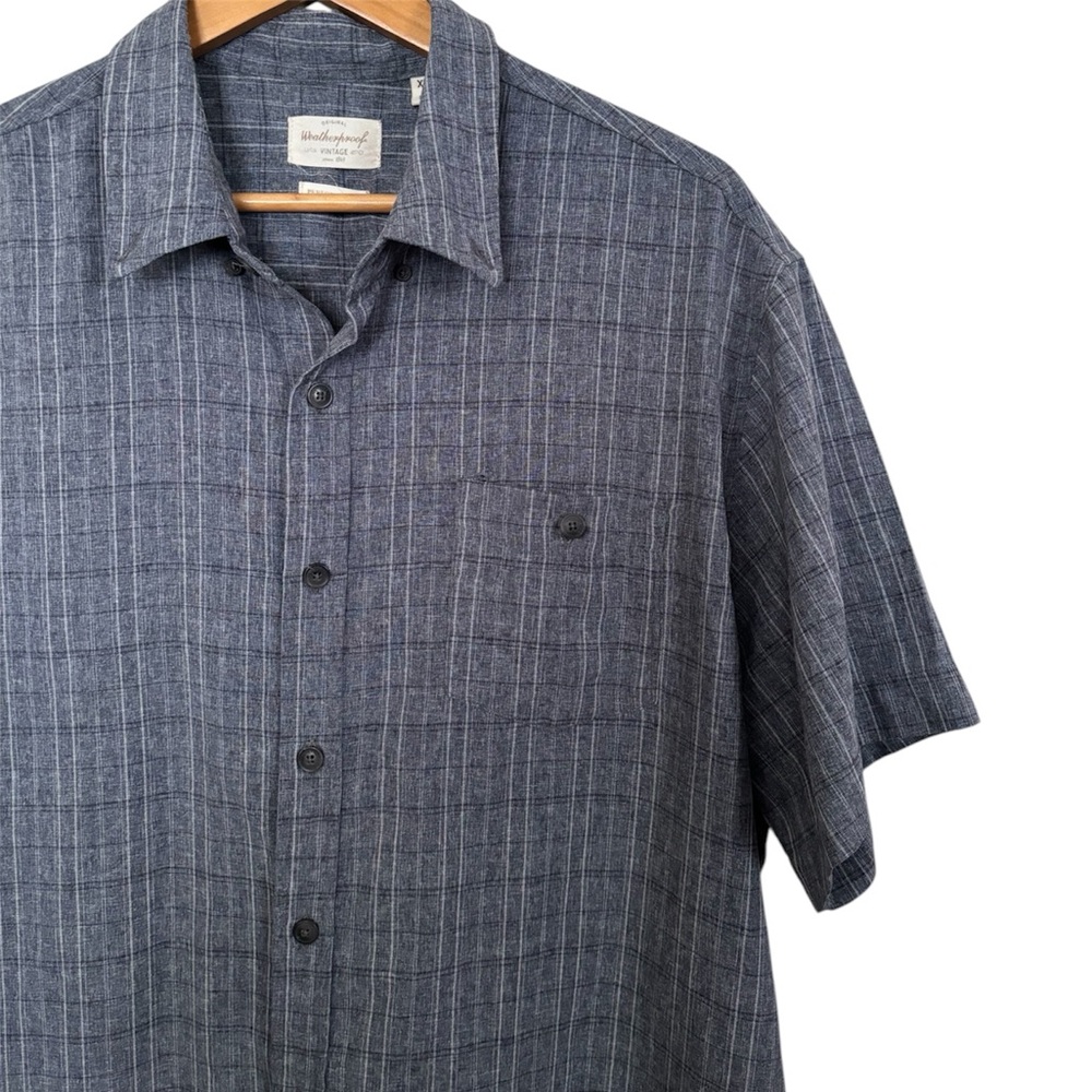 💥 Weatherproof Vintage Blue Plaid Performance Button-Down